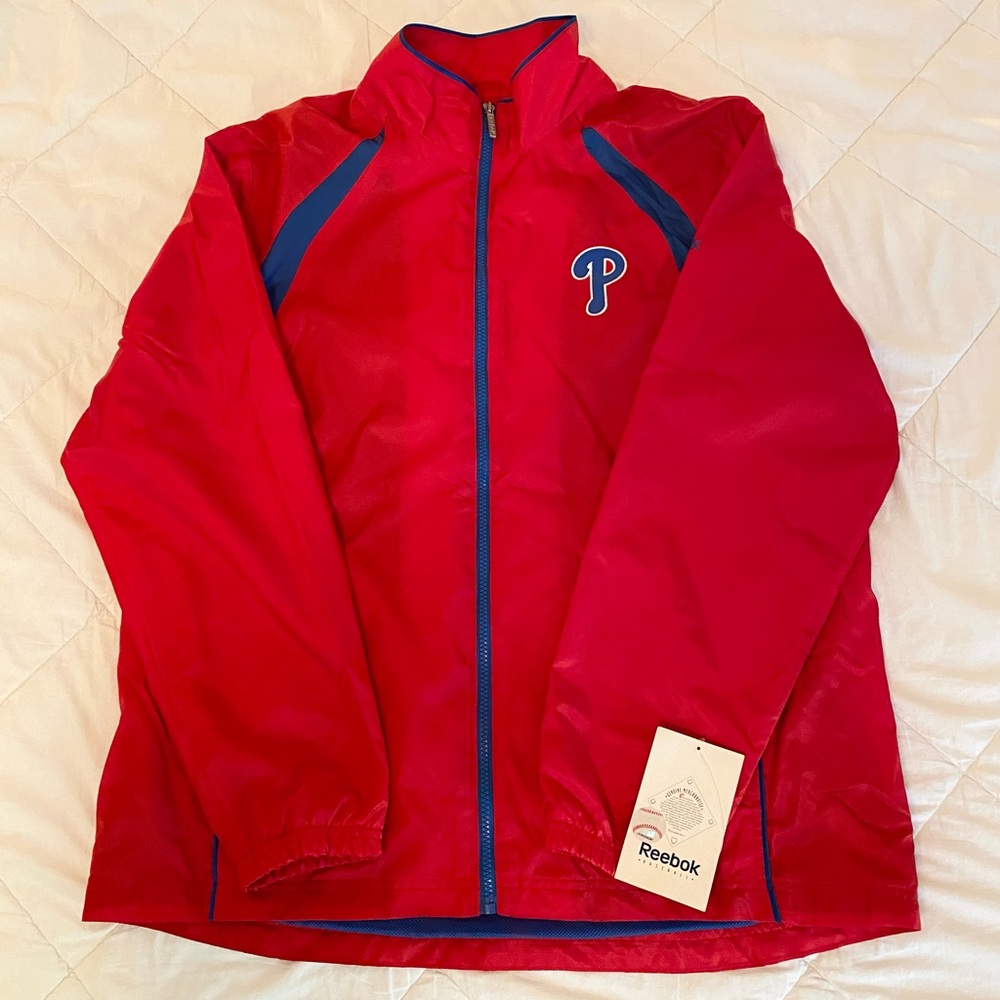 Philadelphia Phillies Wind Breaker Jacket Red & Blue Mens Size Large NWT